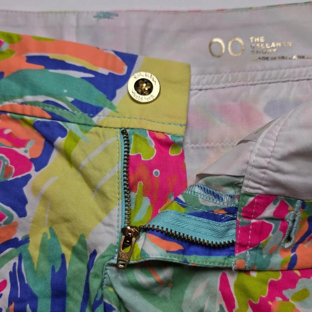 Lilly Pulitzer Womens Size 00 Pink Green Floral Callahan Shorts Tropical Chino